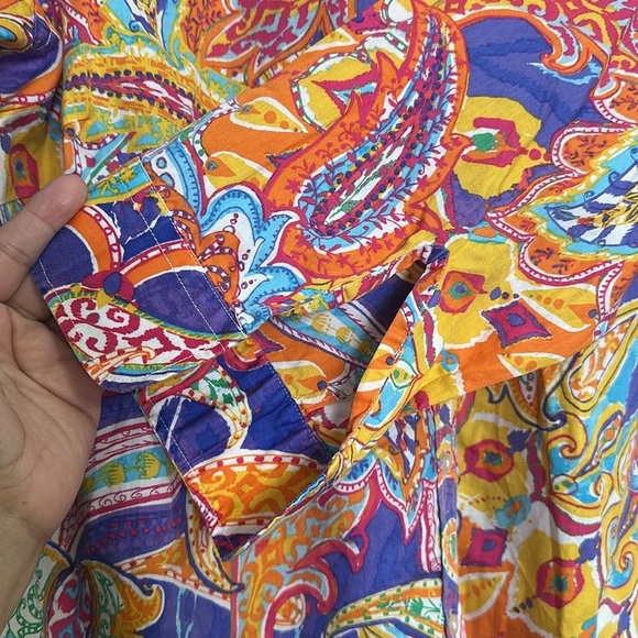 Lauren Ralph Lauren Women’s Button Down Bright Color Paisley Print Long Sleeve - Picture 5 of 11